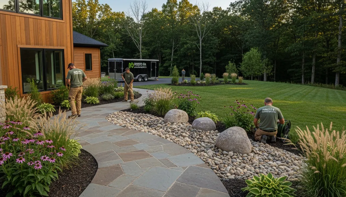 Landscaping team in Pittsburgh, PA providing professional yard care and outdoor maintenance