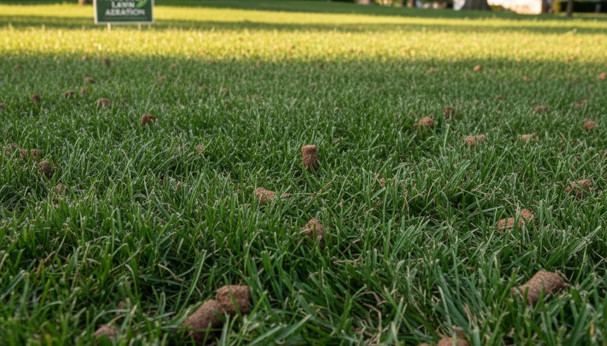 Post-aeration lawn recovery showing healthy grass growth in Pittsburgh, PA by Chop Chop Landscaping